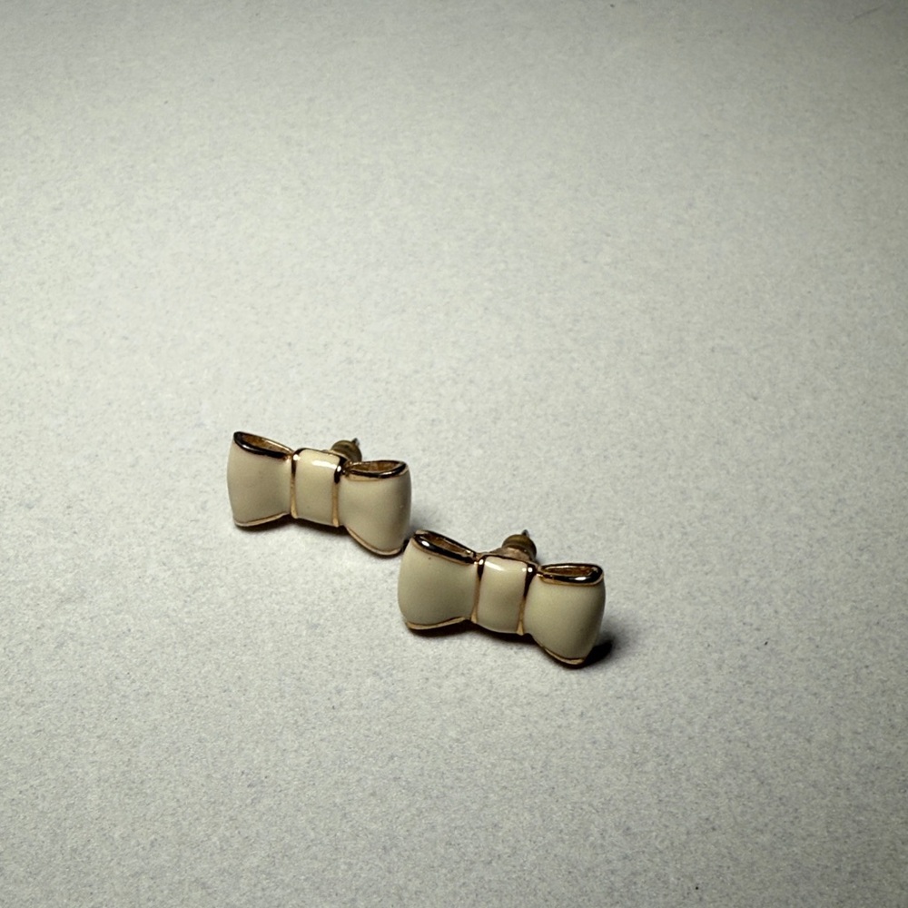 Kate Spade Cream and Gold Bow Earrings